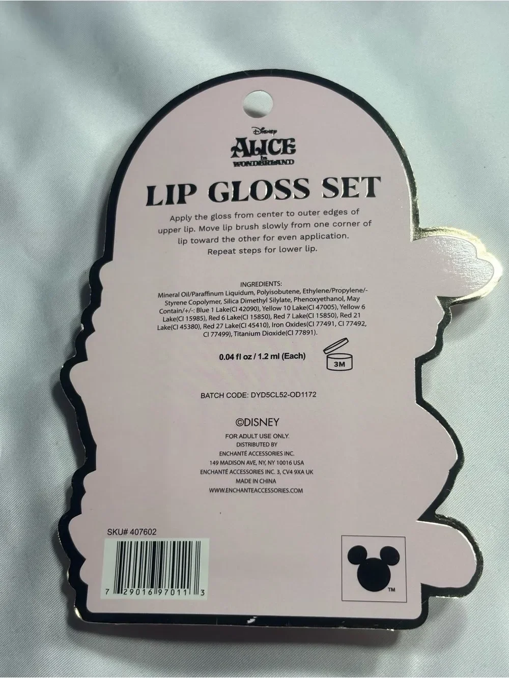 9 New Disney Alice in Wonderland Lip Gloss & Balm Set Bundle Pink